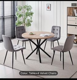Dining/nook table with 4 gray velvet chairs