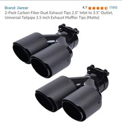 2-Pack Carbon Fiber Dual Exhaust Tips 2.5" Inlet to 3.5" Outlet, Universal Tailpipe 2.5 Inch Exhaust