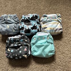 5 x newborn thirsties AIO cloth diapers