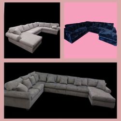 BRAND NEW 10x14x6ft And 11x11ft And 6x13x6ft U SECTIONAL COUCH SOFA CHAISE  CORDOROY Blue FABRIC 