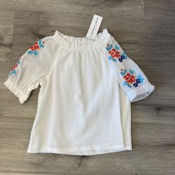 🌟   Girls Janie & Jack - NEW - White Blouse ,Flower Top- Size 4