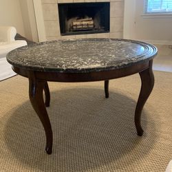 Wood Table with Marble Top
