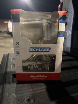 NEW Schlage Latitude Satin Nickel Classic Keyed Entry Door Handle Lever Key Code A10137950