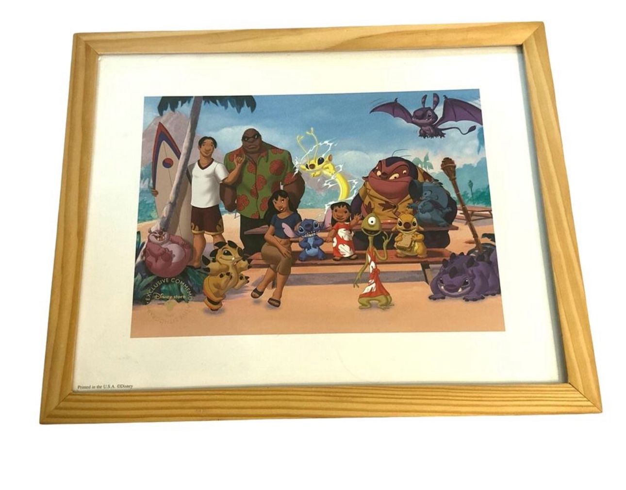 2003 Exclusive Commemorative Lithograph Disney Store Lilo Stitch Art Print Frame