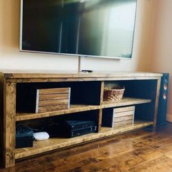 Custom TV Stand Cabinet Entertainment Center Modern Rustic Barn Doors Console Handmade Restorations hardware Bookshelves Pottery Barn Carpenter 