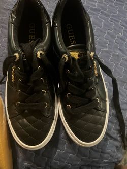 Guess Black Quilted Sneakers with Gold New