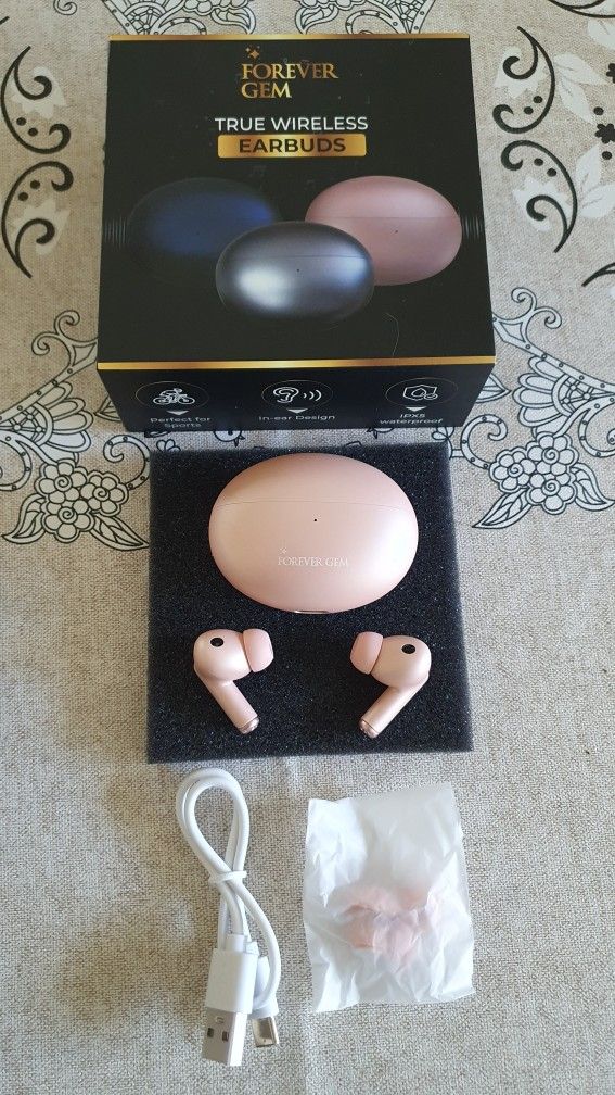 Wireless Bluetooth Earbuds With Charging Case, Pink 