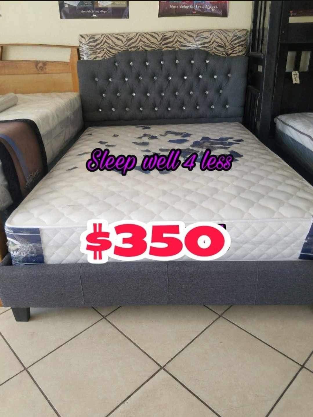 NEW QUEEN BED👸PILLOW TOP MATTRESS INCLUDED🔥IN STOCK🔥HABLO ESPANOL‼️