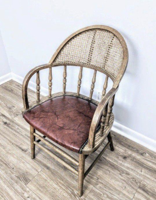 Vintage Oak Cane Back Chair