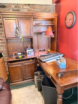 Leather love seat/ L shaped desk