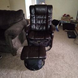 Faux Leather Rocker With Ottoman 