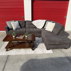 Large Dark Gray L-Shape Sectional with Chaise