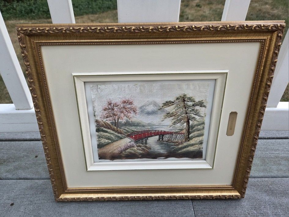 Vintage Japanese Silk Embroidery Picture