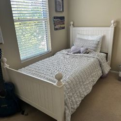 White Wood Bed Frame- Twin