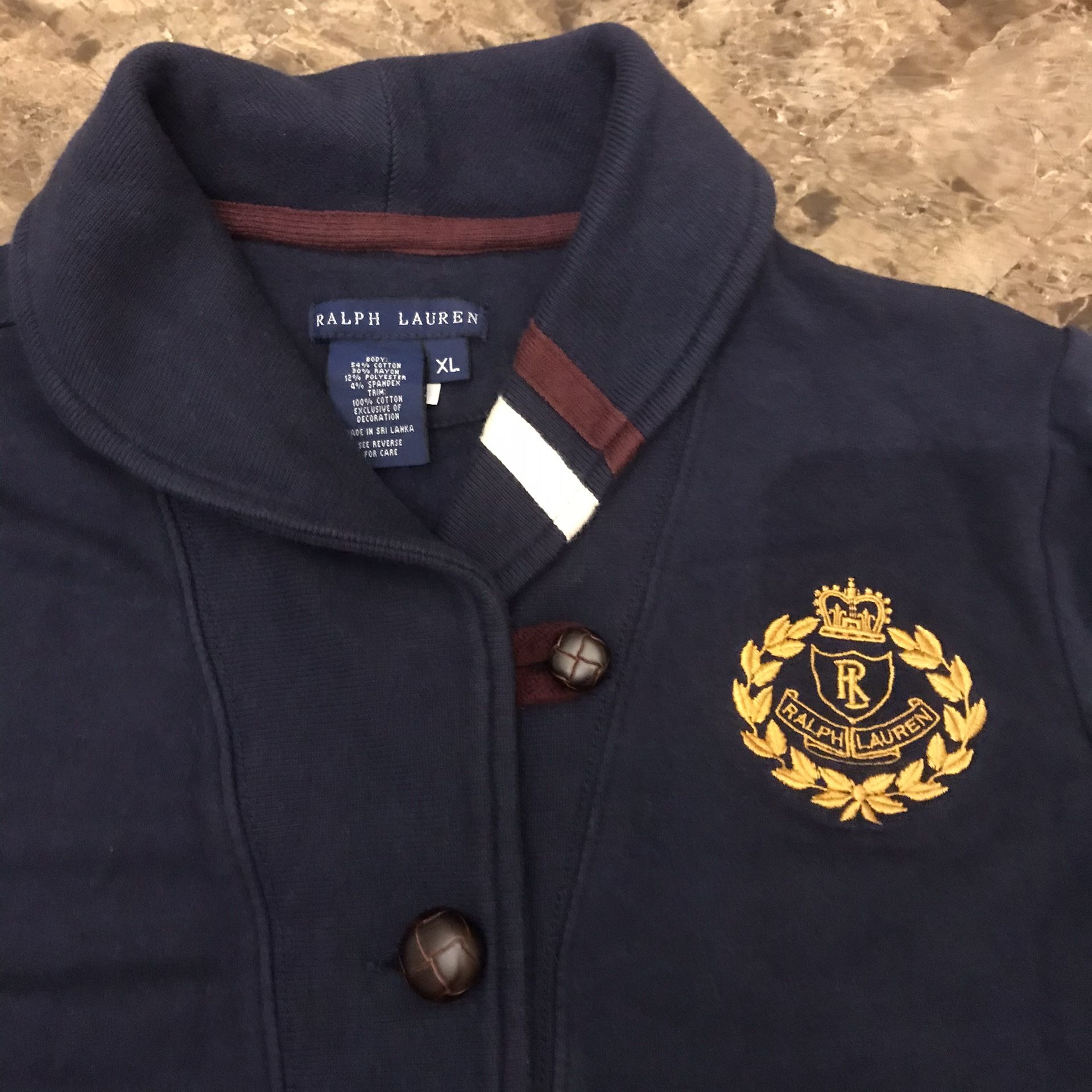 Polo Ralph Lauren Women's Varsity Style Cardigan Navy Size XL Like New $169 Retail