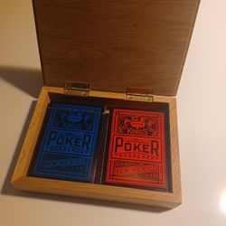 2 Decks Of Playing Cards In A Wood Box