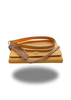 Tory Burch Yellow Saffiano Leather Wallet On Chain Crossbody Bag