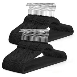 Black Luxury Velvet Clothes Hangers 100pcs Pack