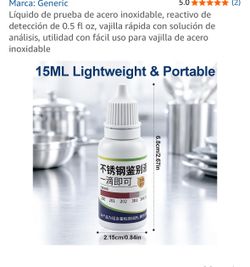 Líquido de prueba de acero inoxidable, reactivo de detección de 0.5 fl oz,