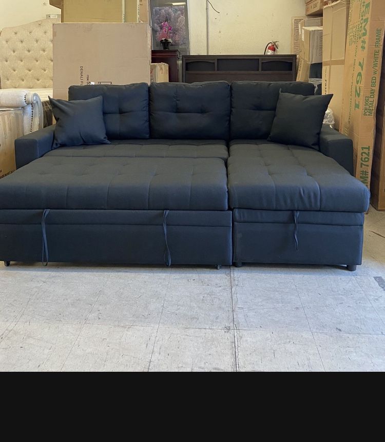 Convertible Sectional W/ Pull out Bed ChaiseW/Storage 88”x57”