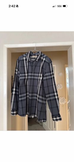 BURBERRY MEN GRAY LONG SLEEVE SHIRT, SIZE XXL, AND AUTHENTIC