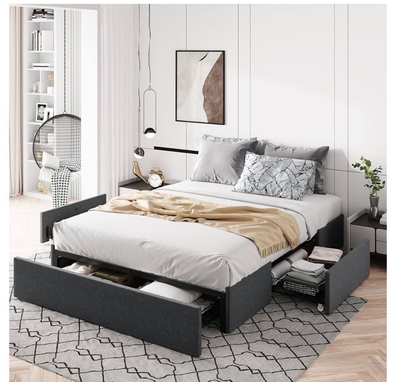 Bed Frame With Sliding Drawers