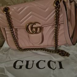 GG DESIGNER PINK QUILTED CHAIN & LEATHER HANDLE PURSE