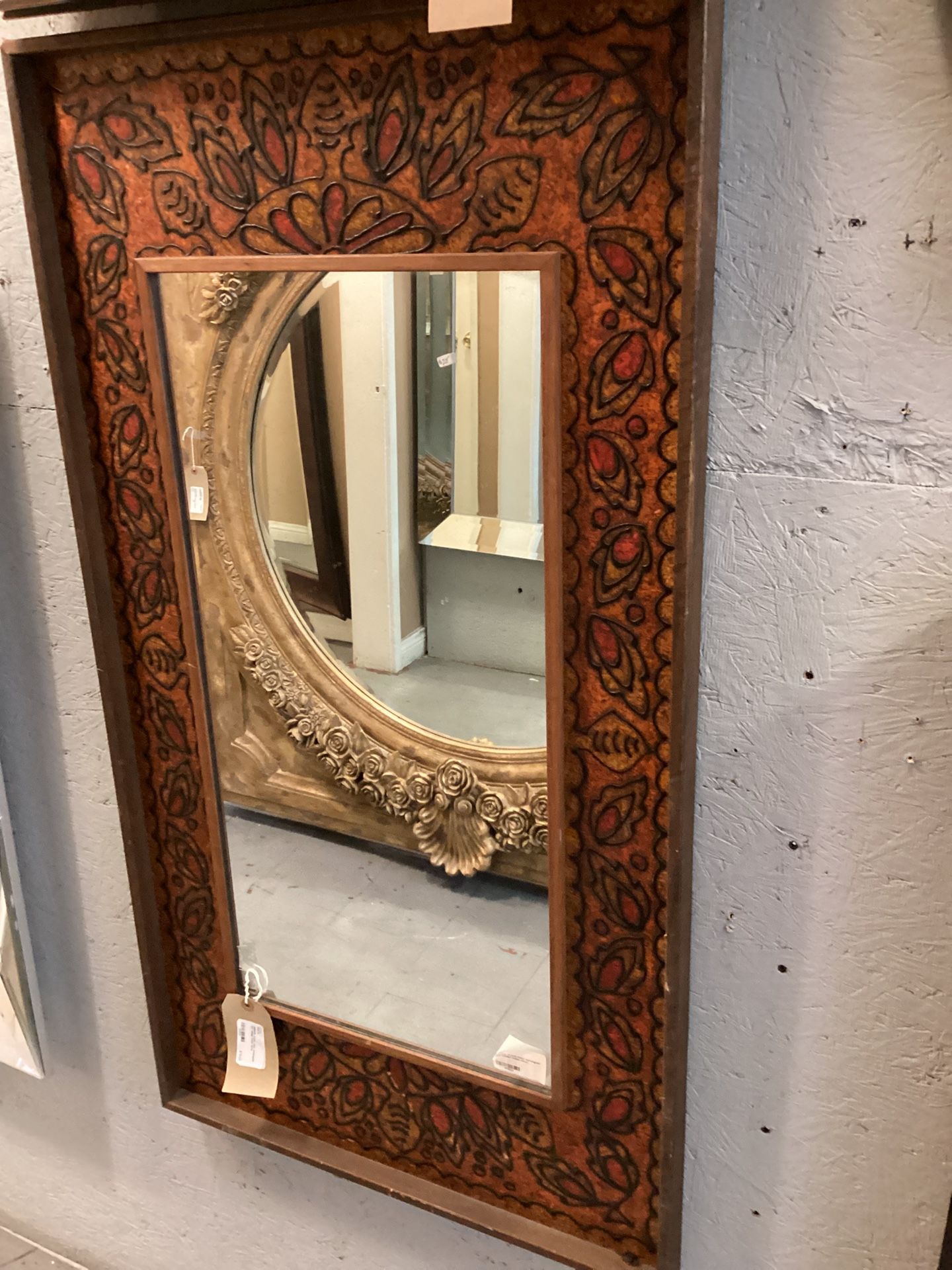 Autumn Color Rectangular Left Design Frame Mirror SKU 9FHR3W