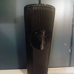 Starbucks 2024 Black Pleated Metallic Venti Tumbler (24oz)