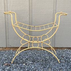 Antique Mid Century MCM Hollywood Regency Vanity Stool Iron Chair