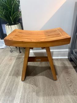 AquaTeak Teak Wood Shower Bench Stool