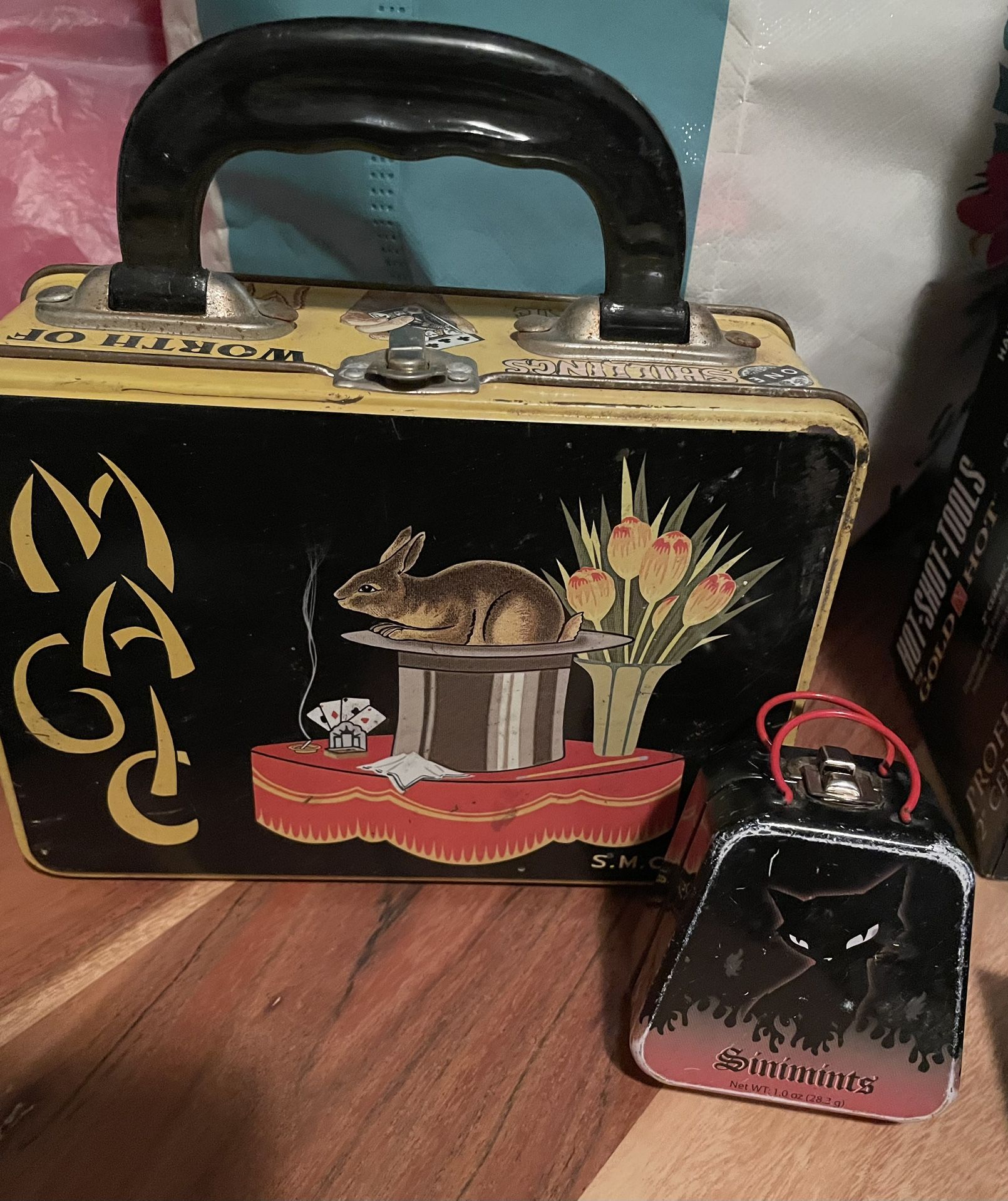 Magic and Sinimints Metal Small Lunch Box and Tin