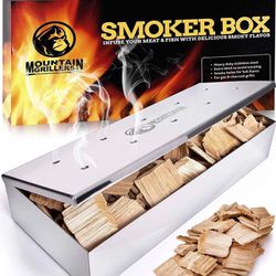 Smoker Box for Wood Chips Easy Access polished finish stainless steel Silver