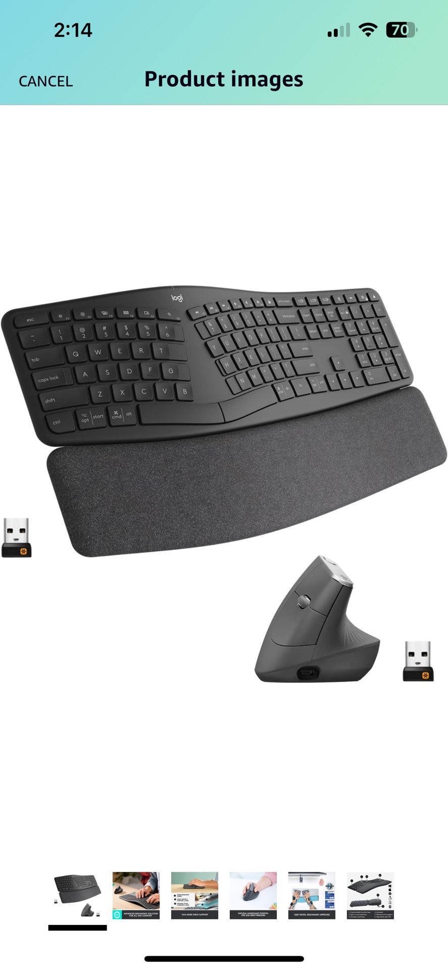 Logitech Ergo K860 Wireless Ergonomic Keyboard with Wrist Rest and MX Vertical Wireless Mouse