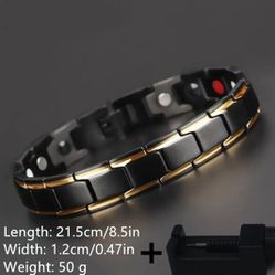 Stylish & Durable 14K Gold Plated Magnetic & Adjustable 2-Tone Bracelet For Men & Women 