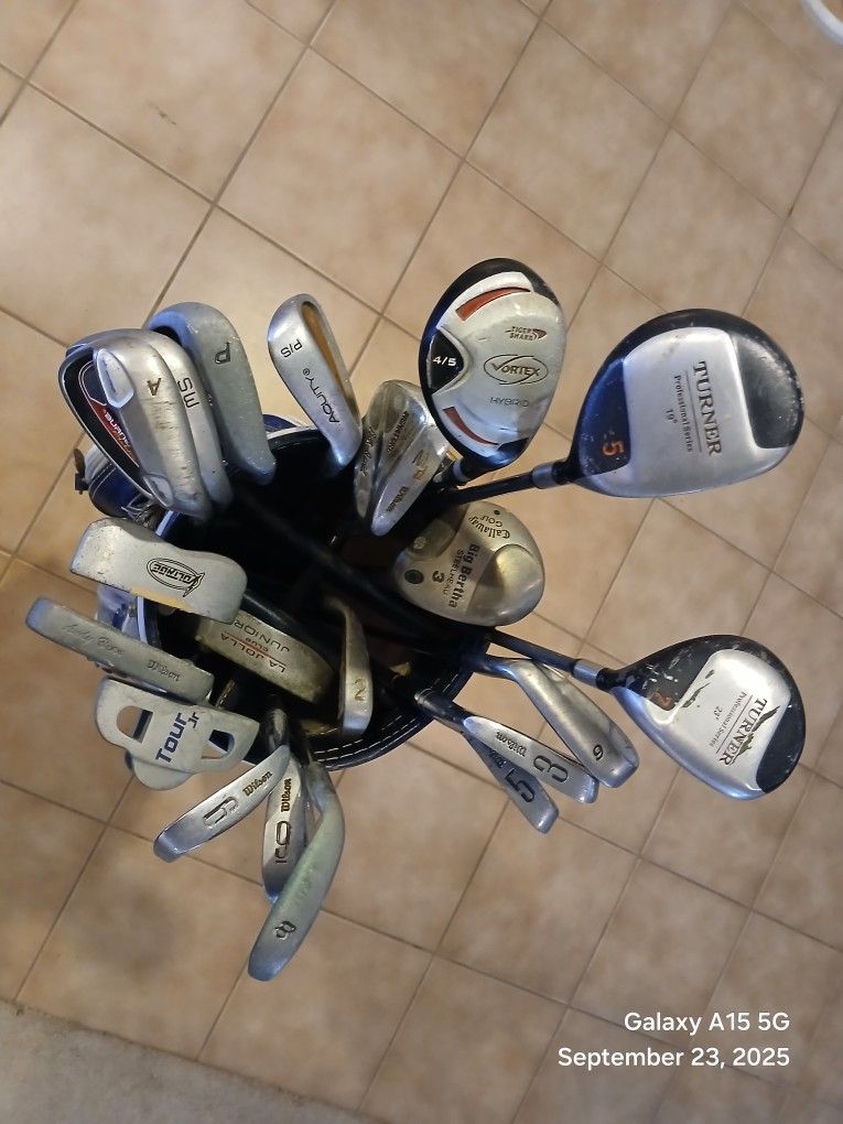 Assorted Golf Clubs & Bag