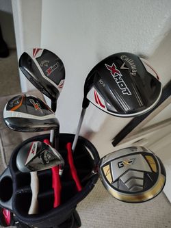 Left-Handed Golf Clubs: Callaway X_Hot Driver, #3 & #5 Fairway Woods, #5 Hybrid & Autopilot Golf GX-7 X-Metal Driver Set!