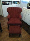 Beautiful rich burgundy chair and ottoman
