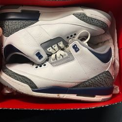 Jordan 3s White And Midnight Navy 6y