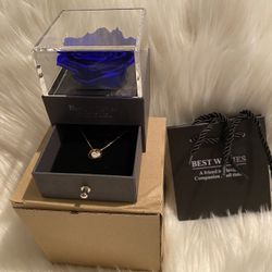 Blue Rose Gifts Preserved Flower for Anniversary Day Birthday Mothers Day Valentines Handmade 9 Eternal Flowers Gifts with Necklace for Mom 