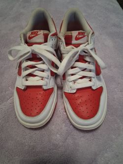 Nike Dunk Low White Red Sneakers size 5y.