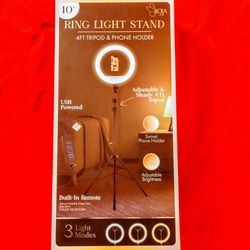 NEW 10" ring light stand 4 ft tripod & phone holder