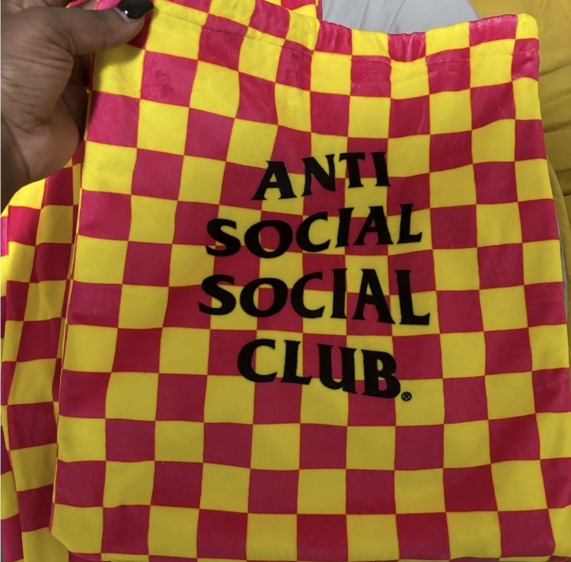 Anti Social Social Club Yellow and Pink Checkered Outfit