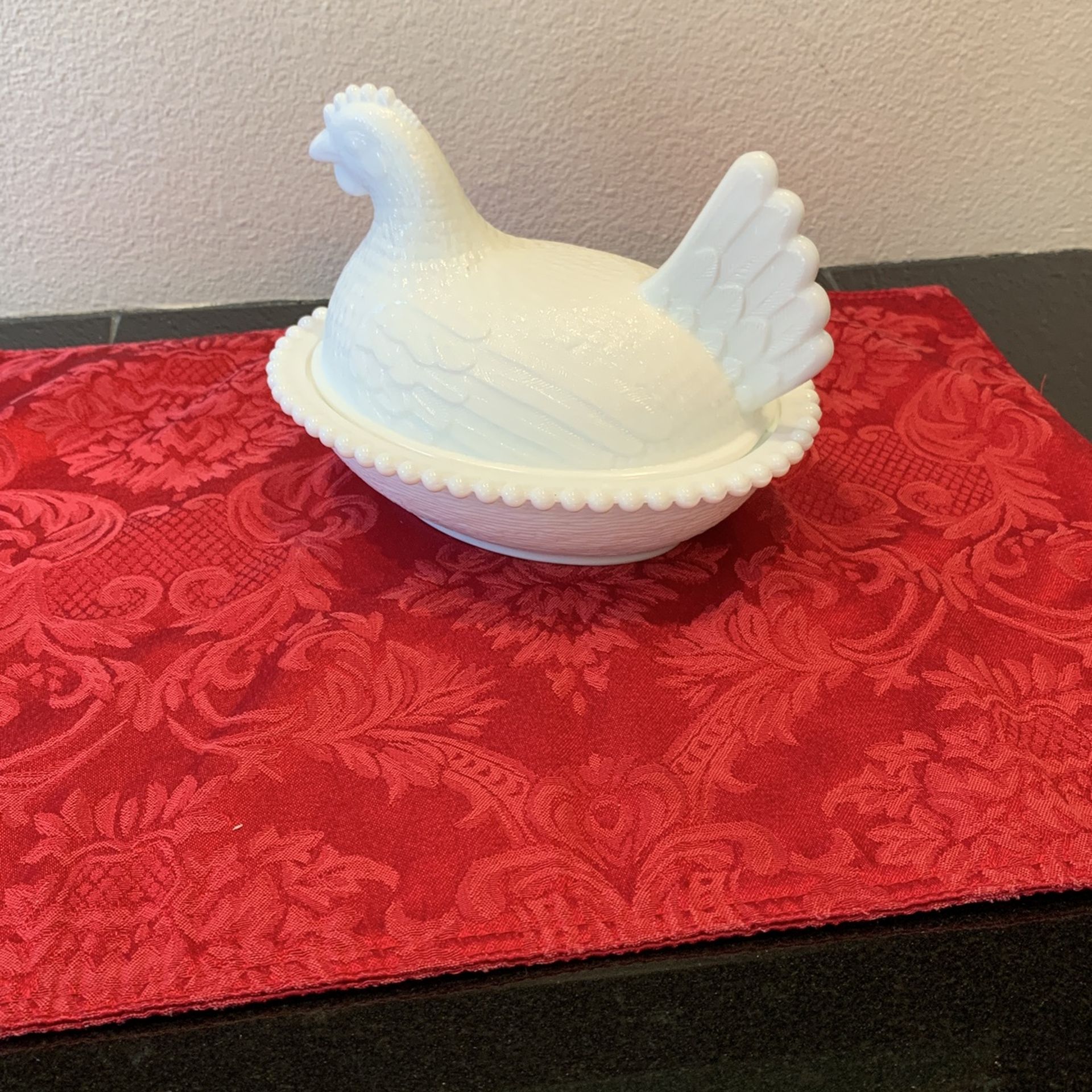 Hen Covered Dish Milk Glass