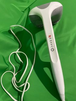 Homedics Back Massager - Heated Automatic Percussion Back, Body and Neck Massager with Duel Pivoting Heads, Interchangeable Nodes - White