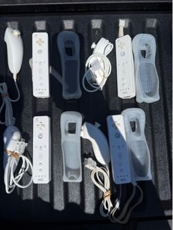 Nintendo Wii remotes & nunchucks $25 a set, each set comes with 1 remote, 1 nunchuck & remote cover, I also sale systems & games & have them listed in