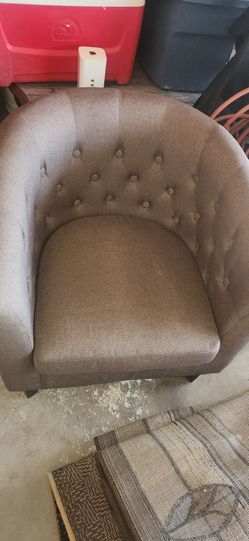 Brownish Tufted Barrel Accent Chair