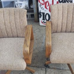 Two Office Chairs With Wheels Solid Wood Excellent Condition