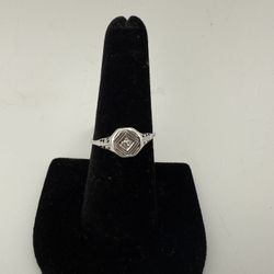 Platinum Diamond Art Deco Ring – Vintage Size 8