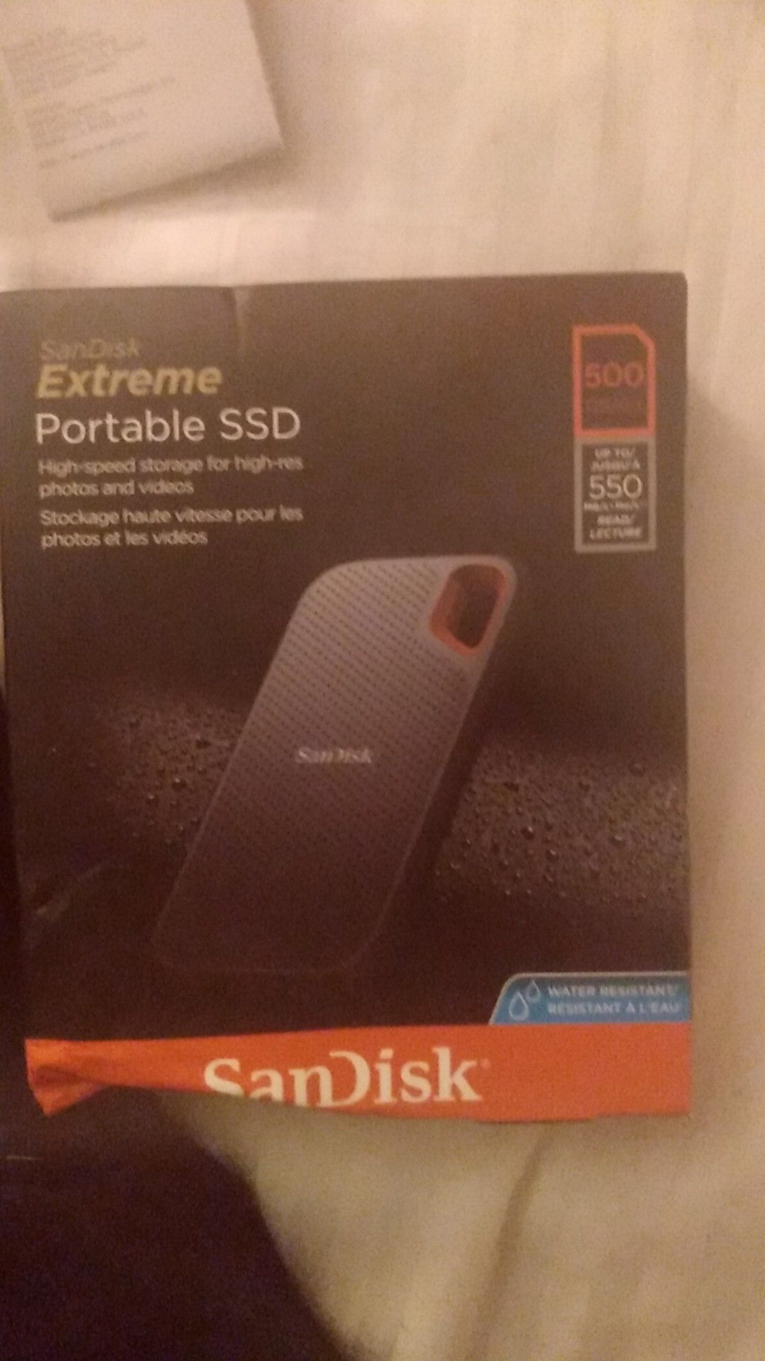 SanDisk Extreme portable SSD high-speed storage for high-res photos and videos waterproof and compact this item is 500 Gb